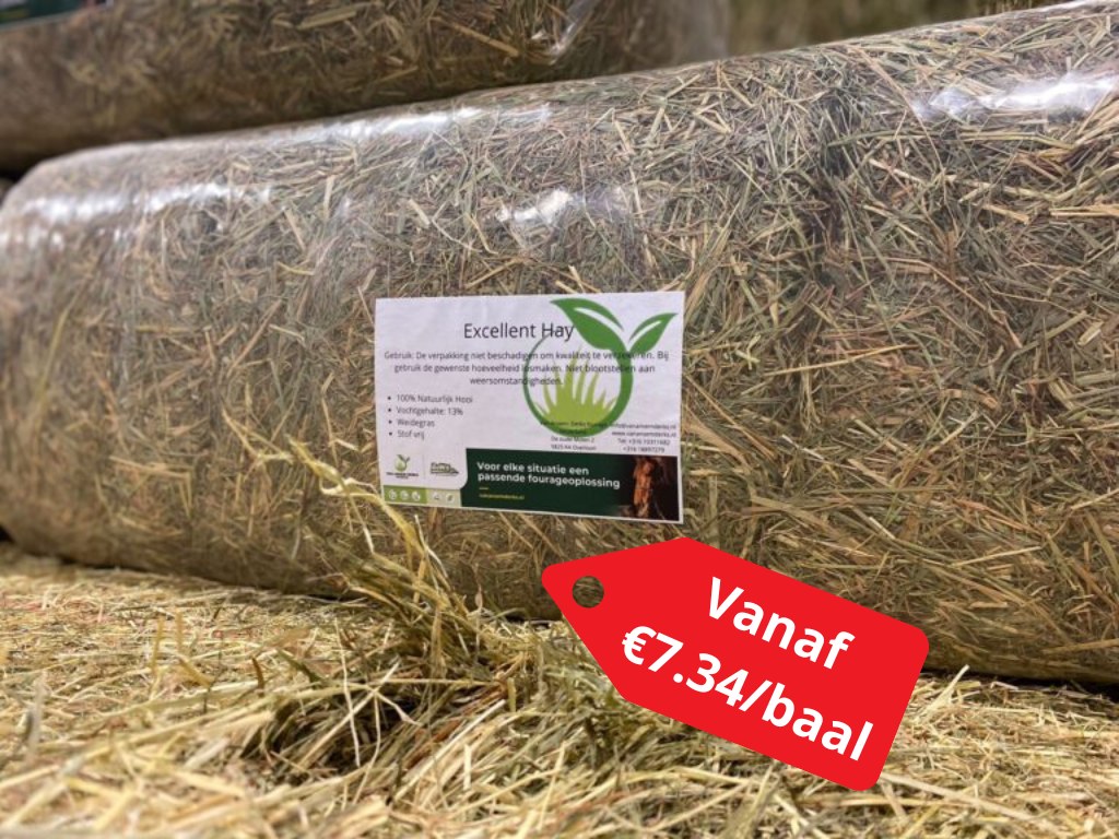 Verpakt en ontstoft weidehooi 15 kg – industriepallet (48 balen per pallet)