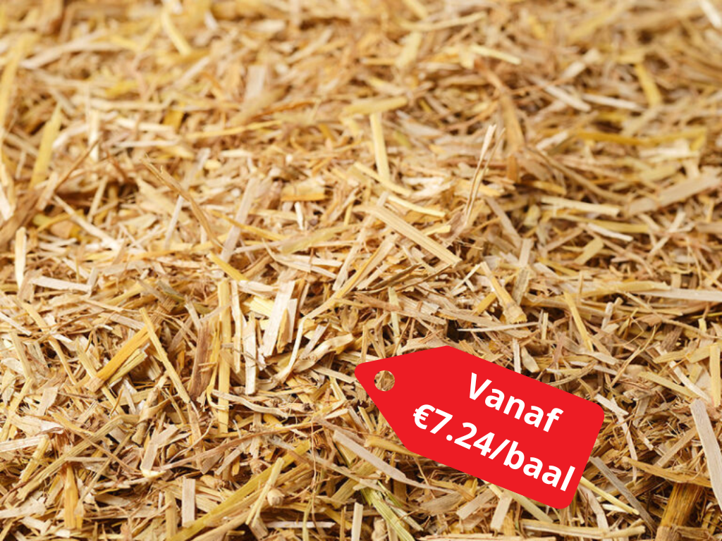 Verpakt, ontstoft en gehakseld tarwestro 20 kg – industriepallets (48 balen per pallet)